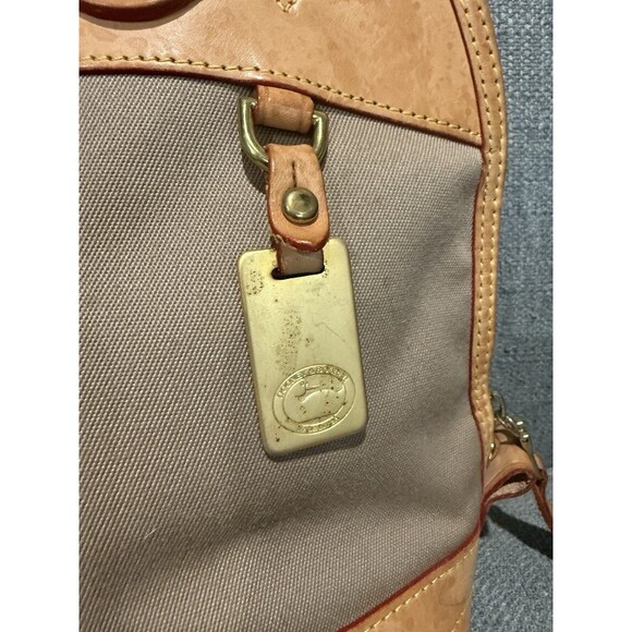 Dooney & Bourke Canvas/Leather Cabriolet Dome Satchel Bag  Taupe/Tan - Picture 3 of 16